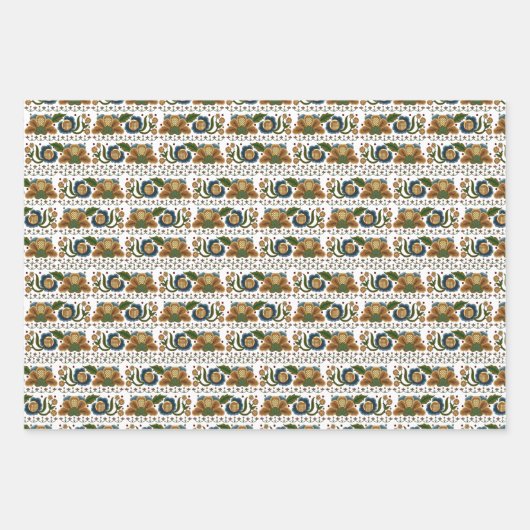 エストニアヴィンテージフォークアートフローラ刺繍 ラッピングペーパーシート (正面)