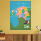 エストニアヴィンテージ旅行ポスターマップCanvas Print キャンバスプリント (インサイチュ (リビング))