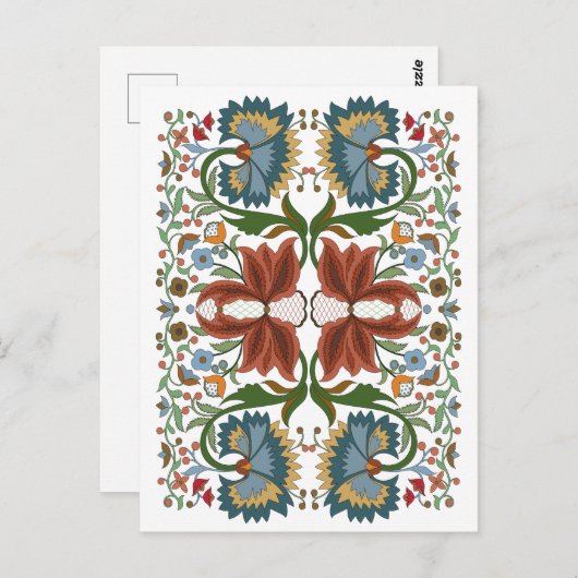 エストニアヴィンテージ野花フォークアートパターン ポストカード (正面/裏面)