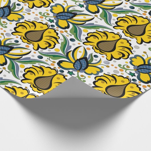 エストニア伝統的ヴィンテージフローラ刺繍 ラッピングペーパー (角)