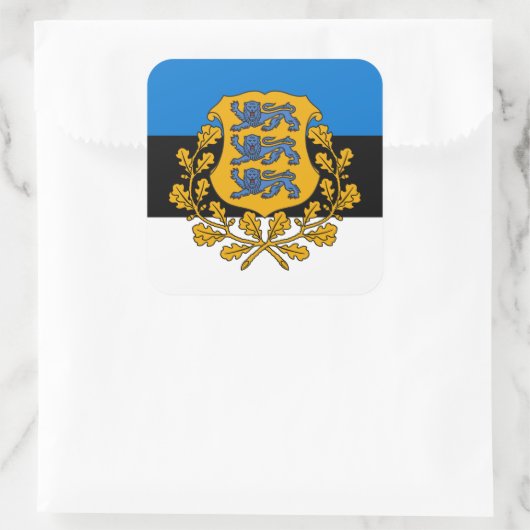 エストニア国旗とコート・オブ・アームズ、エストニア国旗 スクエアシール (バッグ)