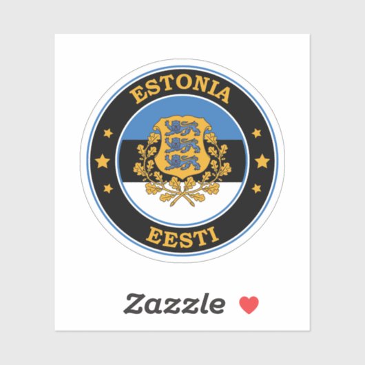 エストニア国旗の丸のエンブレム シール (シート)
