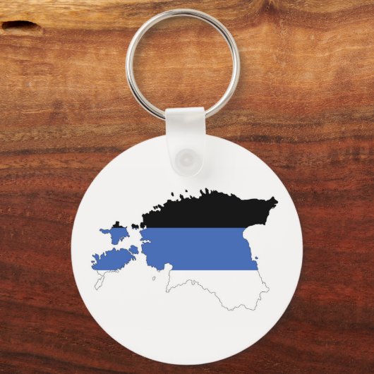 エストニア国旗の地図のシェイプ記号 キーホルダー (正面)