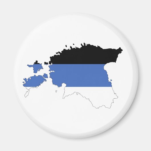 エストニア国旗の地図のシェイプ記号 マグネット (正面)