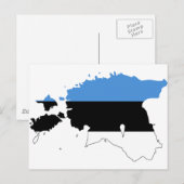 エストニア国旗の地図EE ポストカード (正面/裏面)