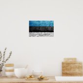 エストニア国旗の壁 ポスター (キッチン)