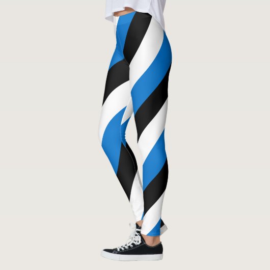 エストニア国旗の対角ストライプの色 レギンス (左)