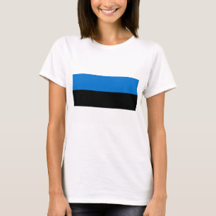 エストニア国旗を持つ女性Tシャツ Tシャツ
