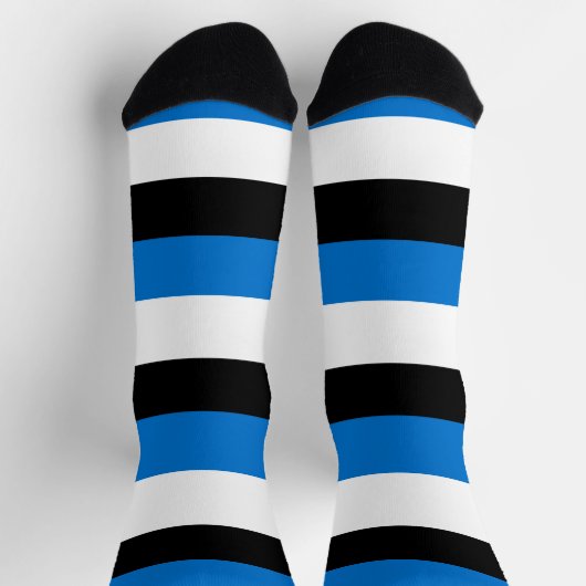 エストニア国旗を掲げた女性用靴下 ソックス (上部)