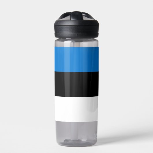 エストニア国旗を掲げた水瓶 ウォーターボトル (正面)