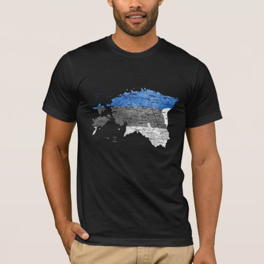 エストニア国旗カラーマップTシャツ Tシャツ (正面)