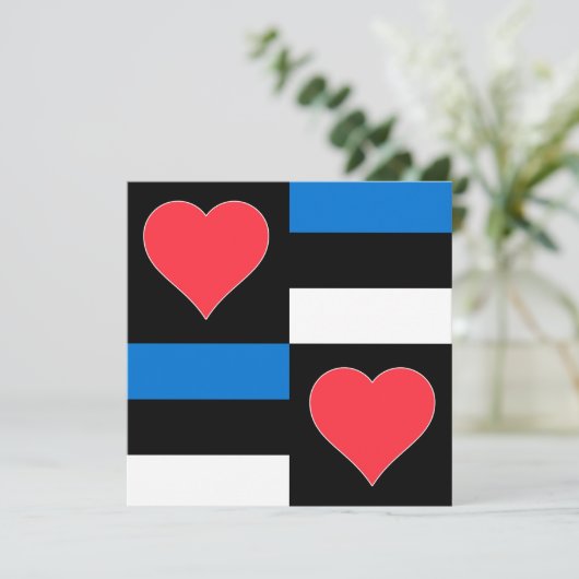 エストニア国旗ハート模様おもしろい愛国的エストニア カード (スタンド正面)