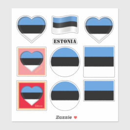エストニア国旗、ハート/スポーツ シール