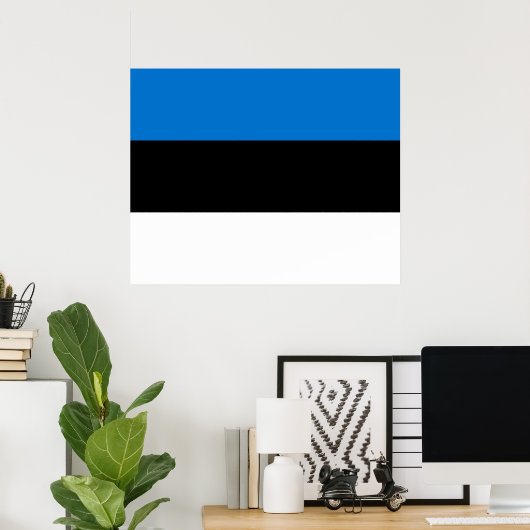 エストニア国旗 ポスター (ホームオフィス)