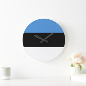 エストニア国旗 ラージ壁時計 (ホーム)