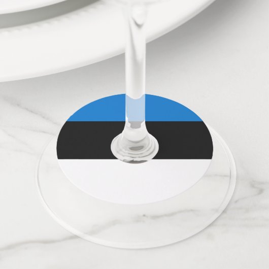 エストニア国旗 ワイングラスタグ (クローズアップ)