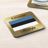 エストニア国旗+文字コースター コースター (左側)