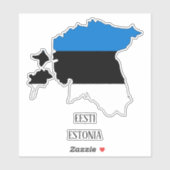 エストニア国魅力的旗の愛国地図 シール (シート)