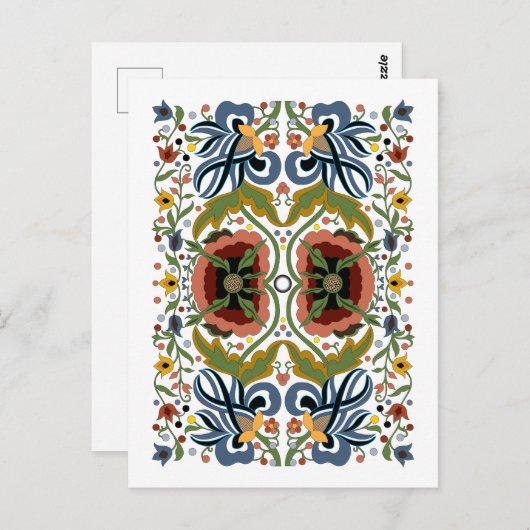 エストニア数々のフォークアート花の模様 ポストカード (正面/裏面)