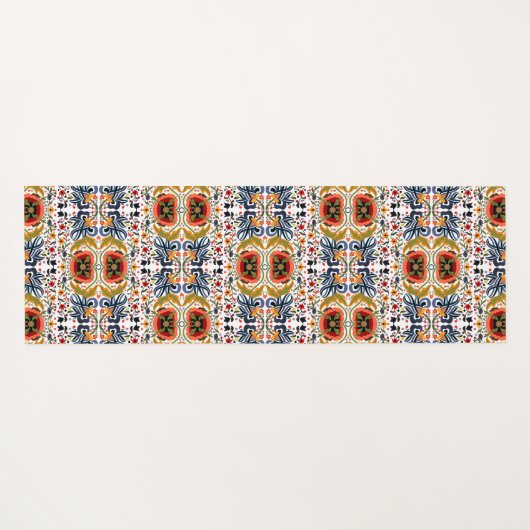 エストニア数々のフォークアート花の模様 ヨガマット (裏面(横))