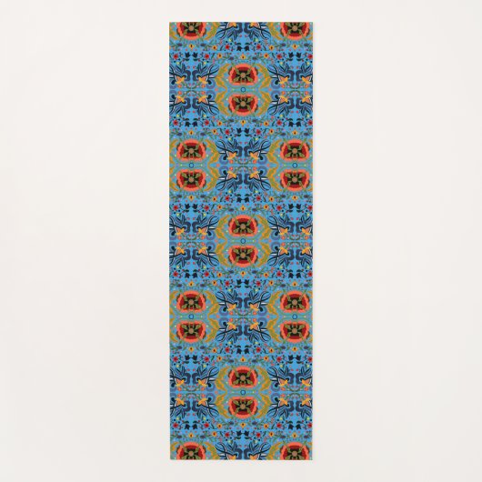 エストニア数々のフォークアート花の模様 ヨガマット (正面)