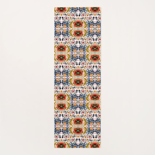 エストニア数々のフォークアート花の模様 ヨガマット (裏面)