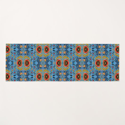 エストニア数々のフォークアート花の模様 ヨガマット (正面(横))