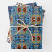 エストニア数々のフォークアート花の模様 ラッピングペーパーシート (インサイチュ)