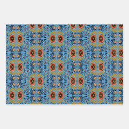 エストニア数々のフォークアート花の模様 ラッピングペーパーシート