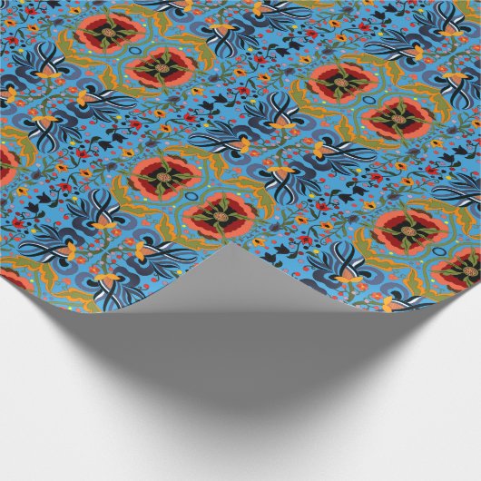 エストニア数々のフォークアート花の模様 ラッピングペーパー (角)