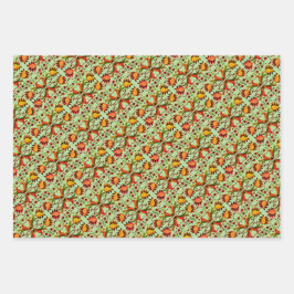 エストニア自然ヴィンテージフォークアートフローラデザイン ラッピングペーパーシート