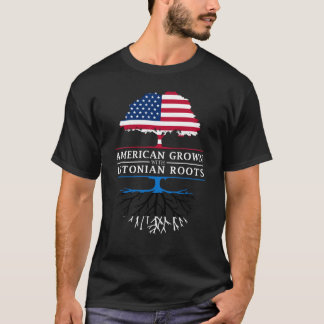 エストニア語の根エストニアと育つ   アメリカ人 Tシャツ
