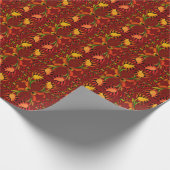 エストニア赤ヴィンテージフォークアートフローラデザイン ラッピングペーパー (角)