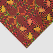 エストニア赤ヴィンテージフォークアートフローラデザイン 薄葉紙 (詳細)