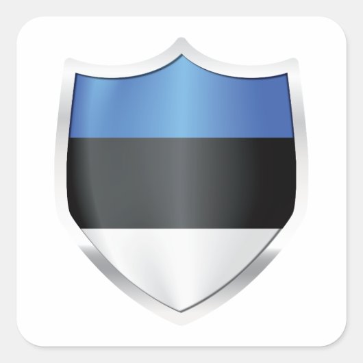 エストニア銀シールド国旗 スクエアシール (正面)