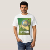 エストニア ビンテージ 旅行ポスター 地図 Tシャツ (正面フル)