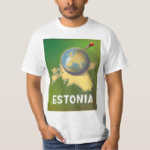 エストニア ビンテージ 旅行ポスター 地図 Tシャツ (正面)