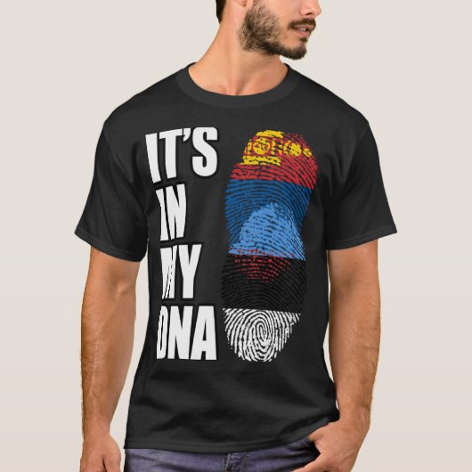 エストニア・モンゴル混成DNA伝統国旗 Tシャツ (正面)