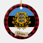 エストニア、レッドバッファロー・プレイド&エストニア国旗 セラミックオーナメント (裏面)