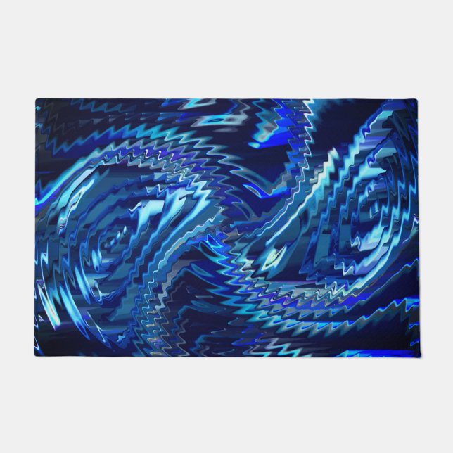 エストレラazul ondulada com trasados em ziguezague ドアマット (正面)