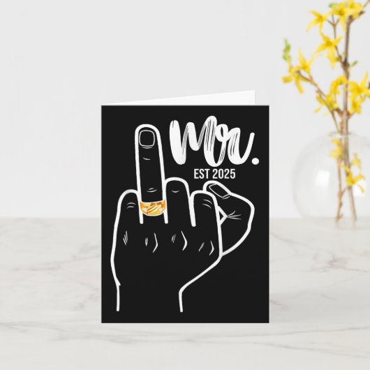 エスト氏2025たった今結婚しました夫結婚の指 カード (黄色い花)