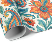 エスニスタイリッシュックカラフルペイズリーフローラアートパターン ラッピングペーパー (ロールコーナー)