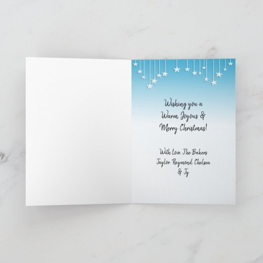 エスニックお洒落サンタと小妖精や小人クリスマス カード (内部)