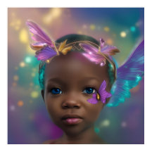 エスニックかわいい小さな女の子バタフライパープルティール（緑がかった色）