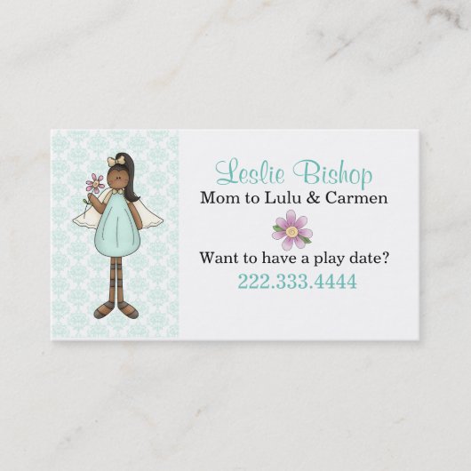 エスニックかわいらしエンジェルモミー遊デートカード コーリングカード (正面)