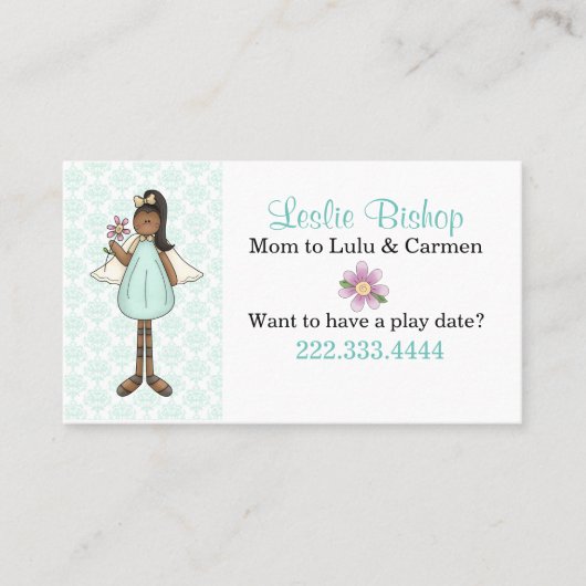 エスニックかわいらしエンジェルモミー遊デートカード コーリングカード (正面)