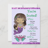 エスニックかわいらしマーメイドバースデーパーティ招待状 招待状 (正面)