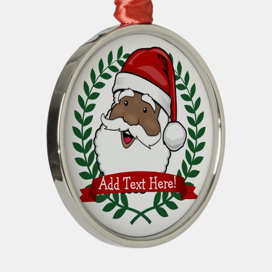 エスニックすてきサンタカスタム文字クリスマス メタルオーナメント (右)