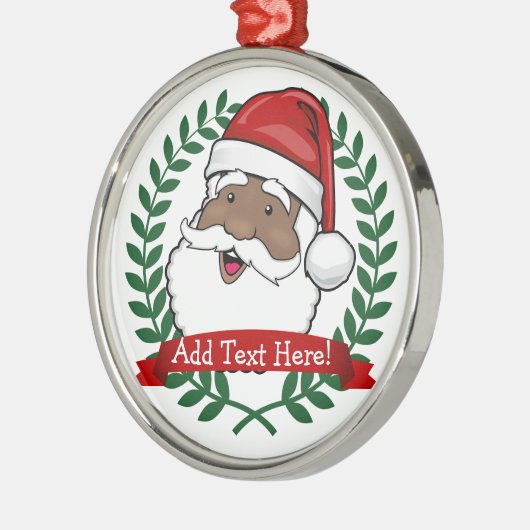 エスニックすてきサンタカスタム文字クリスマス メタルオーナメント (左)