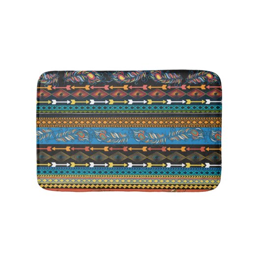 エスニックの羽:刺繍ボホシック バスマット (正面)
